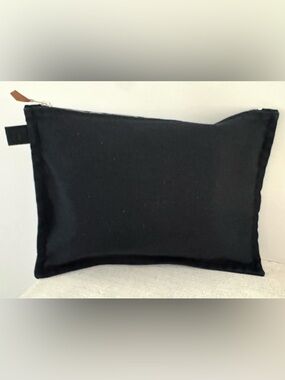HERMES Black 100% Cotton Canvas Zip Pouch Cosmetic Travel Case - Medium Size